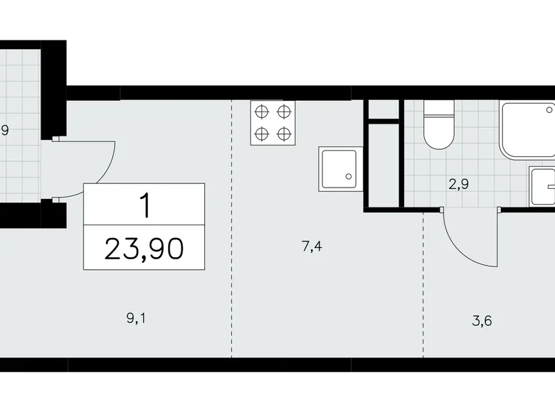 Apartamento 1 habitación 24 m² Moscú, Rusia