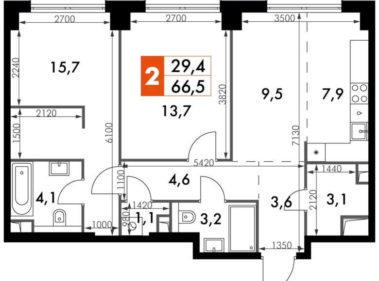 Appartement 3 chambres 67 m² North-Western Administrative Okrug, Fédération de Russie