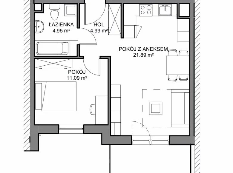 Квартира 2 комнаты 42 м² в Гданьске, Польша