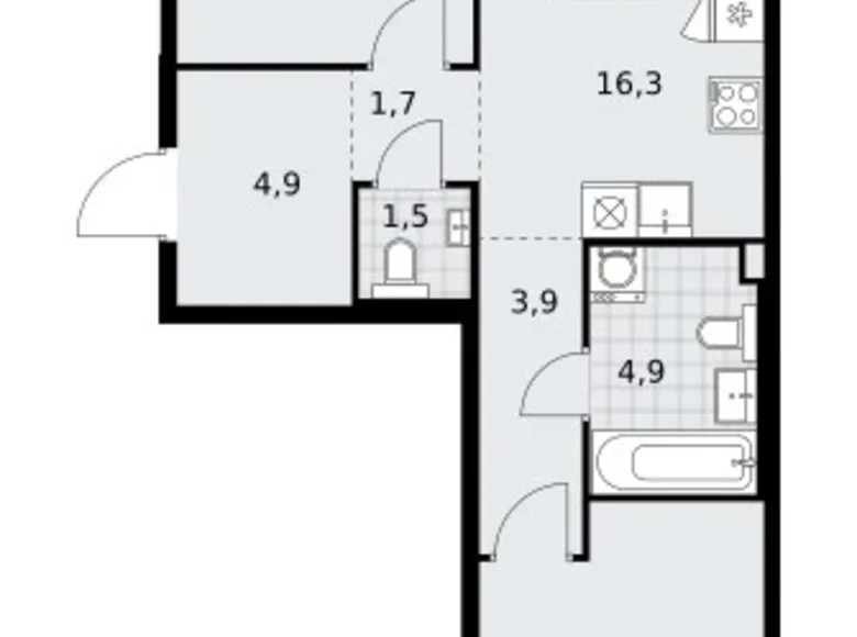 Квартира 2 комнаты 59 м² район Троицк, Россия