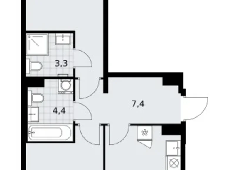 Mieszkanie 2 pokoi 59 m² Troick, Rosja