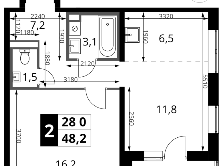 Apartamento 2 habitaciones 48 m² Sapronovo, Rusia
