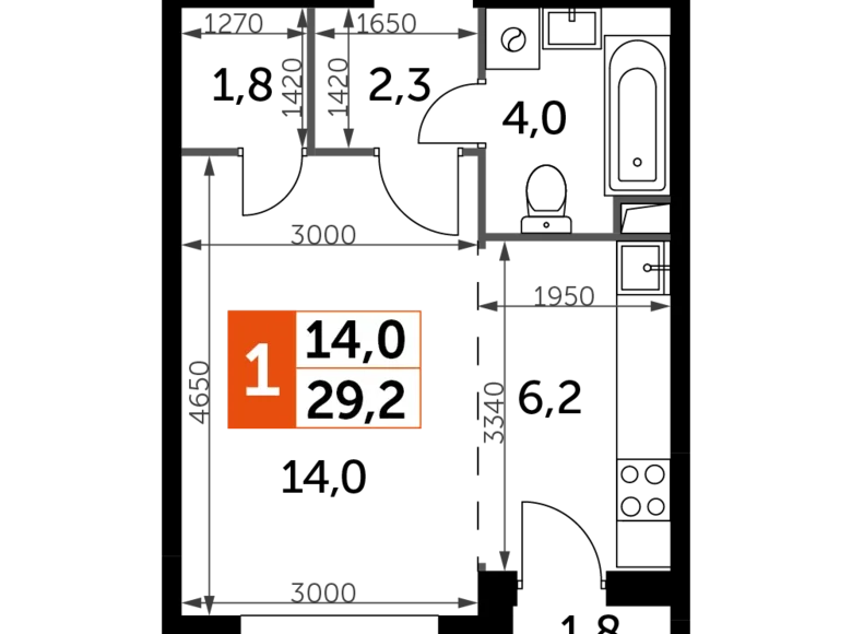 Studio 1 Zimmer 29 m² Veshki, Russland