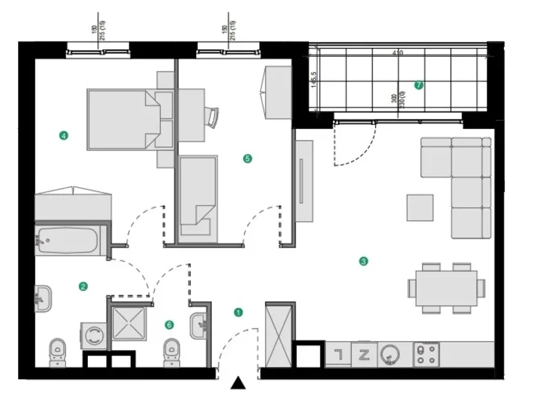 2 bedroom apartment 66 m² Gdansk, Poland