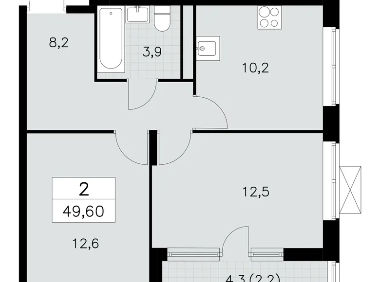 2 room apartment 50 m² poselenie Sosenskoe, Russia