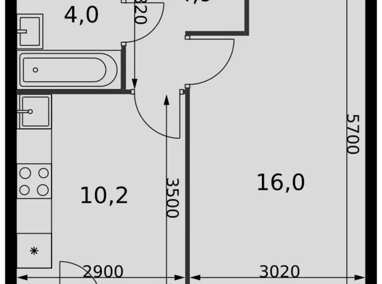 Квартира 1 комната 36 м² Развилка, Россия