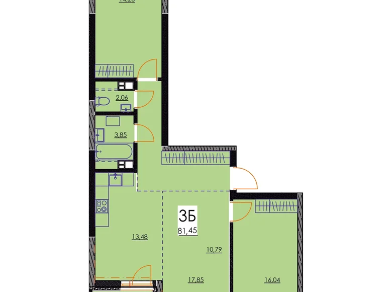 Mieszkanie 3 pokoi 81 m² Mińsk, Białoruś