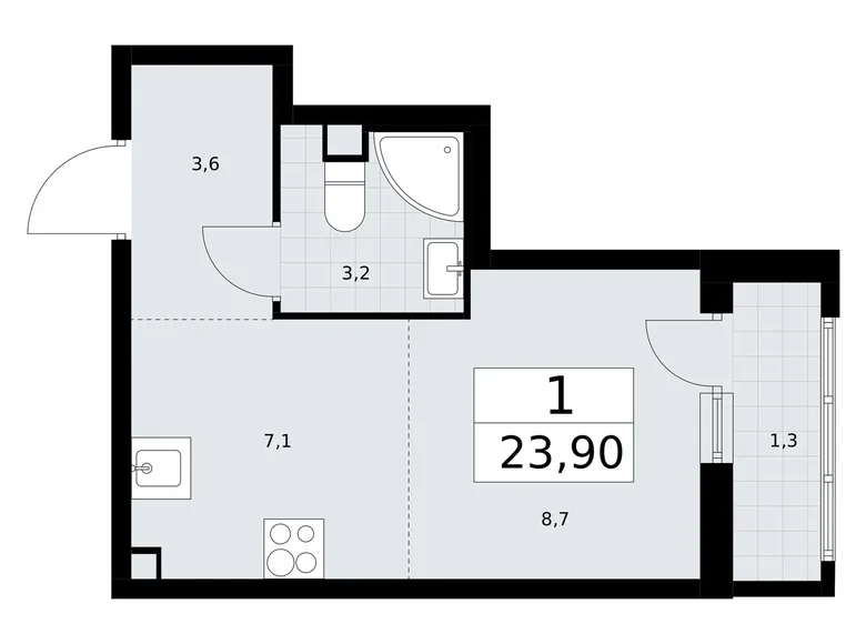 Apartamento 1 habitación 24 m² Postnikovo, Rusia