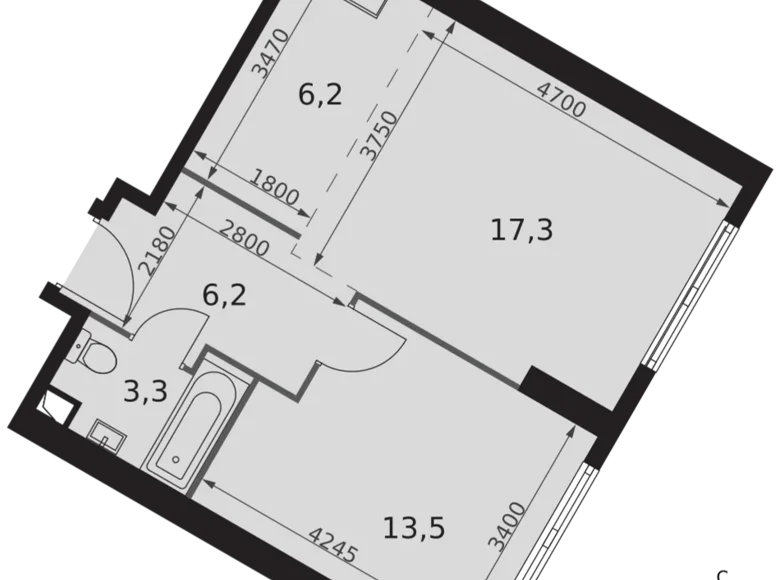 2 room apartment 47 m² Konkovo District, Russia