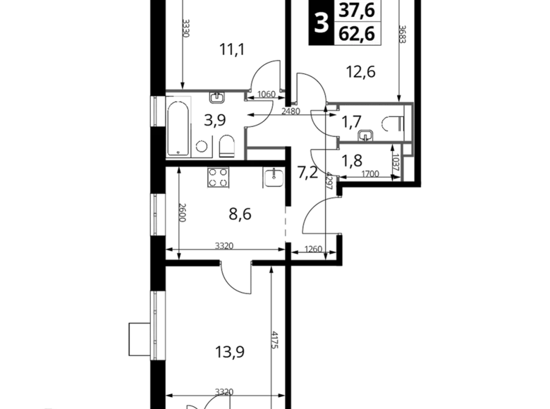 Mieszkanie 3 pokoi 63 m² Nekrasovka District, Rosja