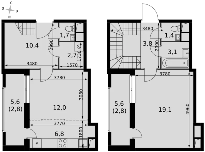 Apartamento 2 habitaciones 66 m² Razvilka, Rusia