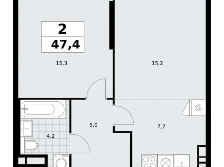 Wohnung 2 zimmer 47 m² poselenie Sosenskoe, Russland