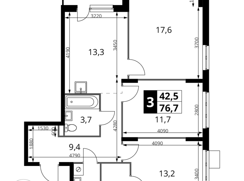 Квартира 3 комнаты 77 м² Potapovo, Россия