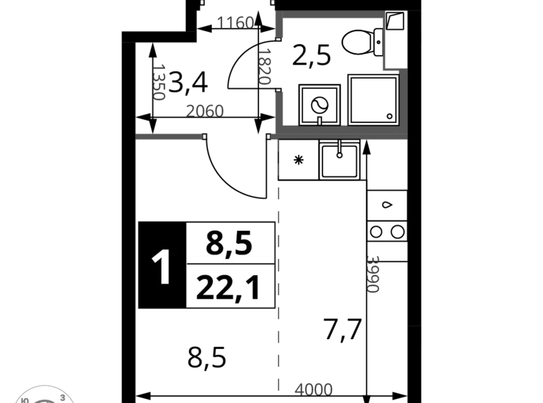 Studio 1 zimmer 22 m² Chimki, Russland