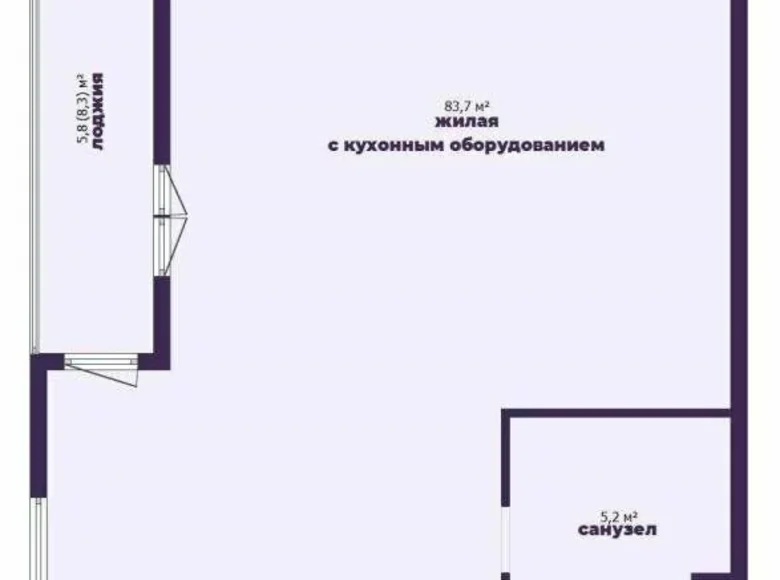 1 room apartment 97 m² Minsk, Belarus