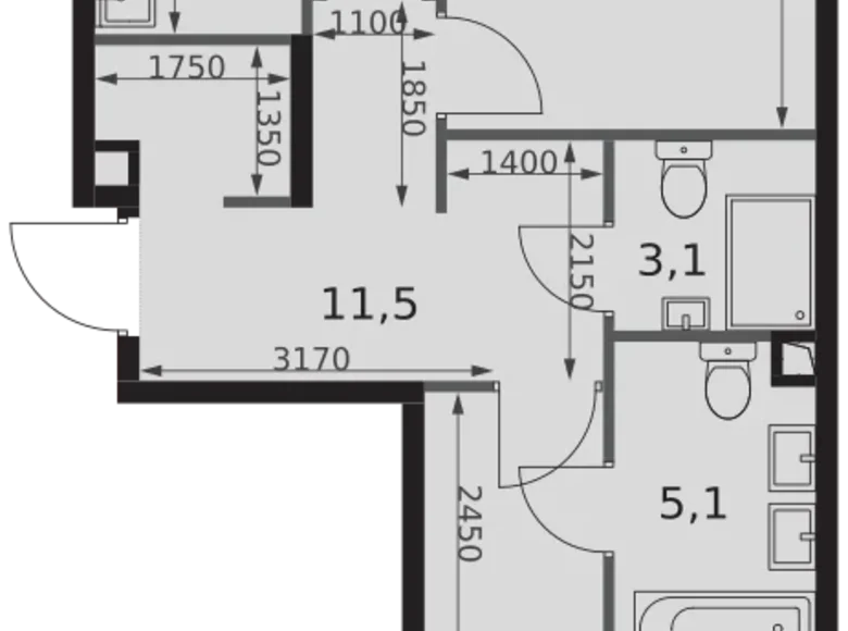 Квартира 2 комнаты 73 м² Москва, Россия