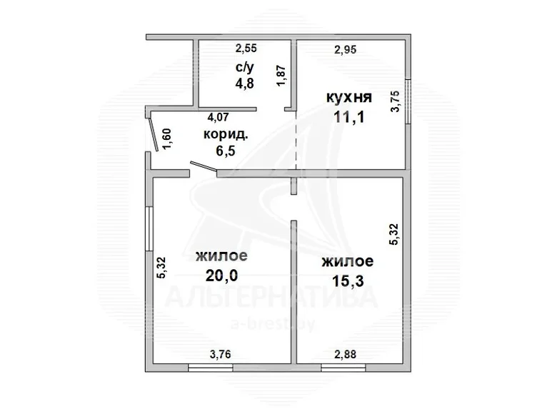 Maison 58 m² Matykalski selski Savet, Bélarus