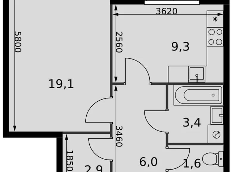 Квартира 1 комната 42 м² Развилка, Россия