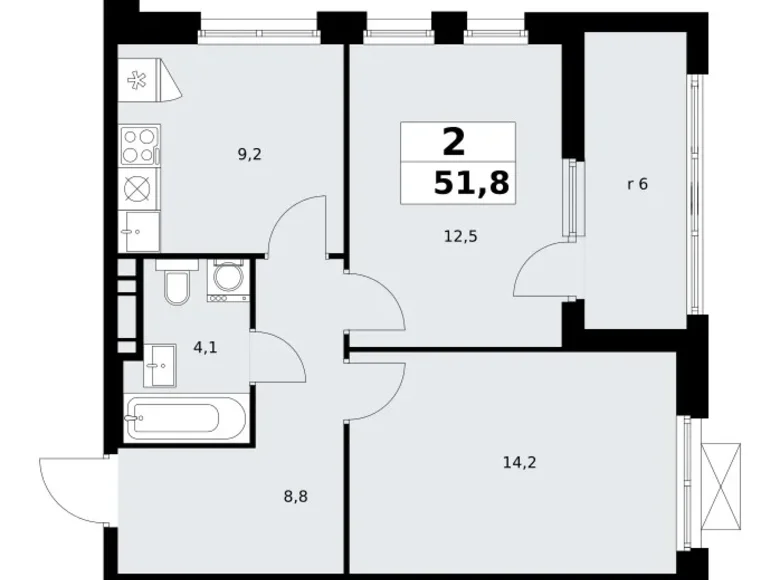 Квартира 2 комнаты 52 м² поселение Сосенское, Россия