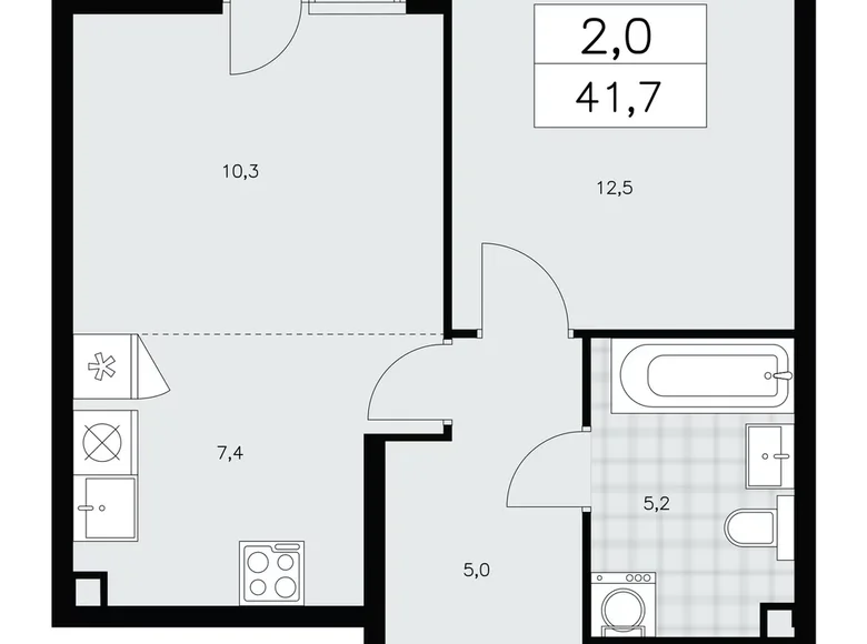 Квартира 2 комнаты 42 м² поселение Сосенское, Россия