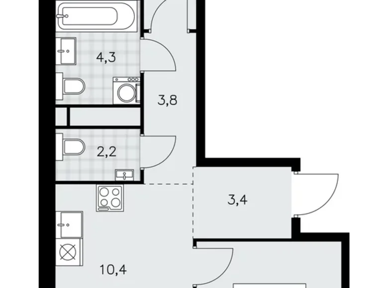 3 room apartment 56 m² poselenie Sosenskoe, Russia