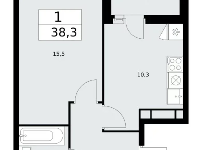 Wohnung 1 Zimmer 38 m² Moskau, Russland