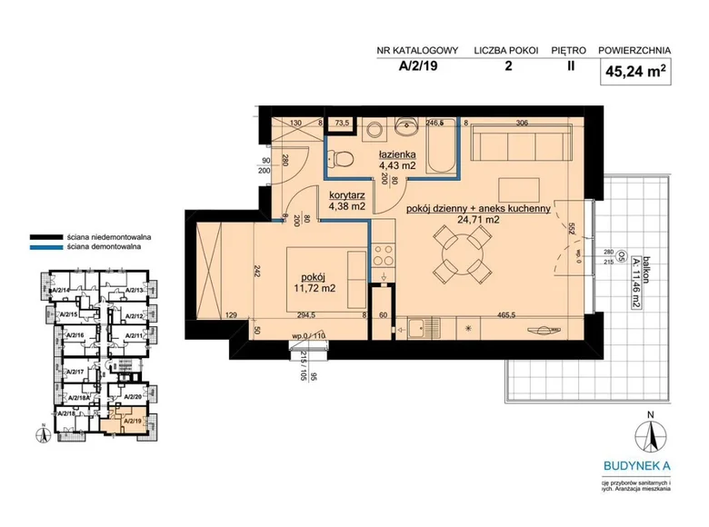 Mieszkanie 2 pokoi 45 m² Poznań, Polska