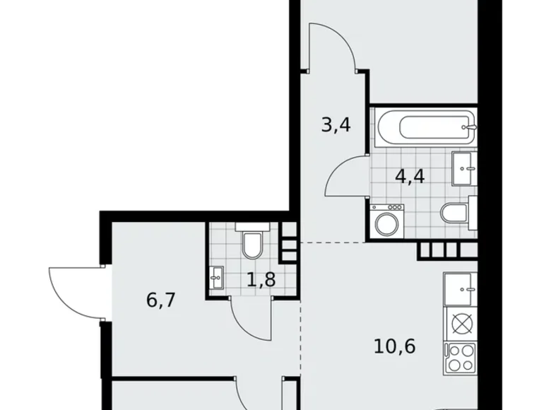 Mieszkanie 3 pokoi 60 m² poselenie Sosenskoe, Rosja