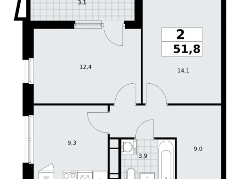 Apartamento 2 habitaciones 52 m² poselenie Sosenskoe, Rusia