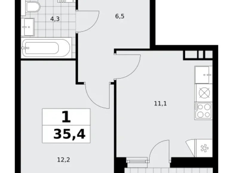 Mieszkanie 1 pokój 35 m² poselenie Sosenskoe, Rosja