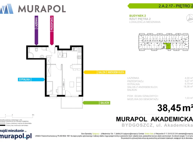 2 room apartment for sale in Bydgoszcz, Poland for €69,987 listing