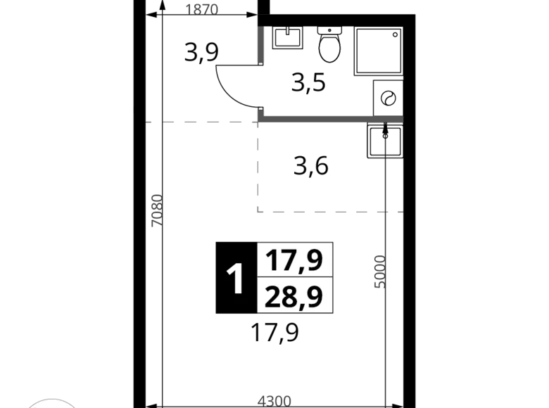 Kawalerka 1 pokój 29 m² Potapovo, Rosja