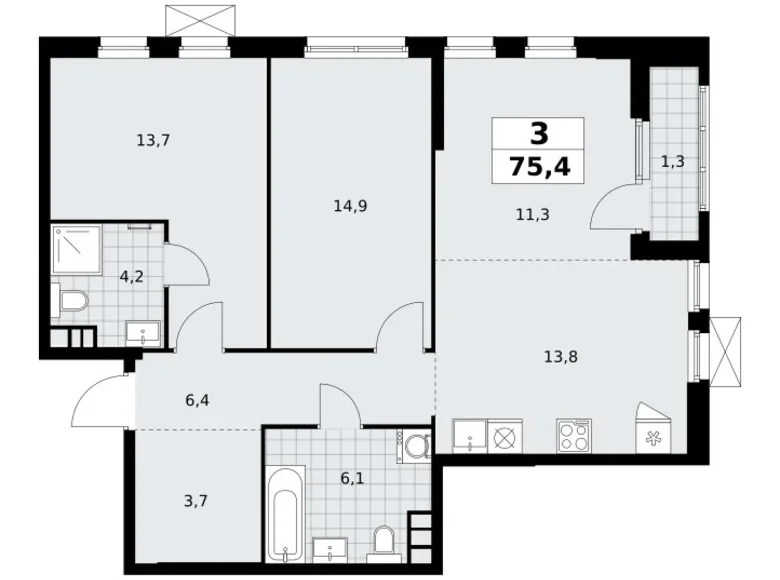 Appartement 3 chambres 75 m² South-Western Administrative Okrug, Fédération de Russie