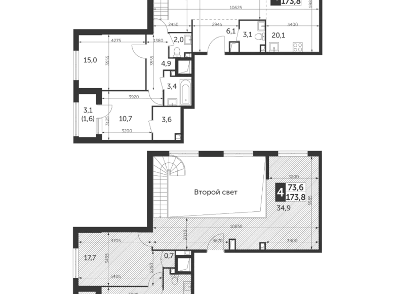 Apartamento 4 habitaciones 174 m² North-Eastern Administrative Okrug, Rusia