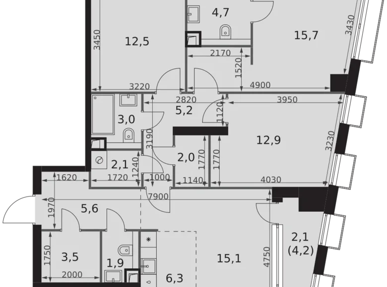 Квартира 4 комнаты 94 м² Северо-Западный административный округ, Россия