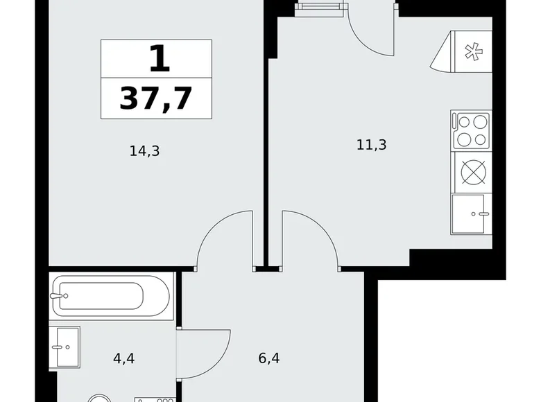 Apartamento 1 habitación 38 m² poselenie Sosenskoe, Rusia