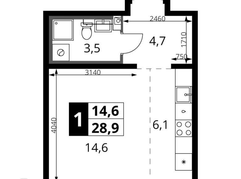 Studio 1 Zimmer 29 m² Leninsky District, Russland