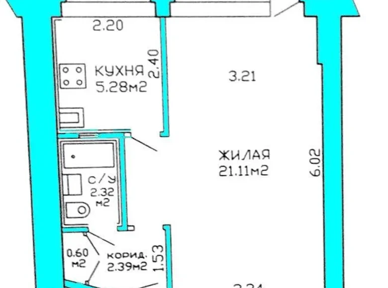 1 room apartment 35 m² Minsk, Belarus