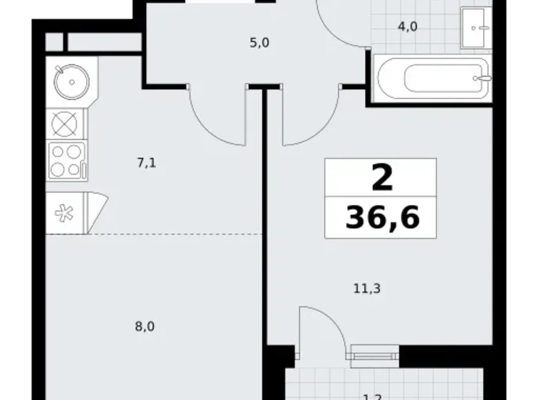 Appartement 2 chambres 37 m² Postnikovo, Fédération de Russie