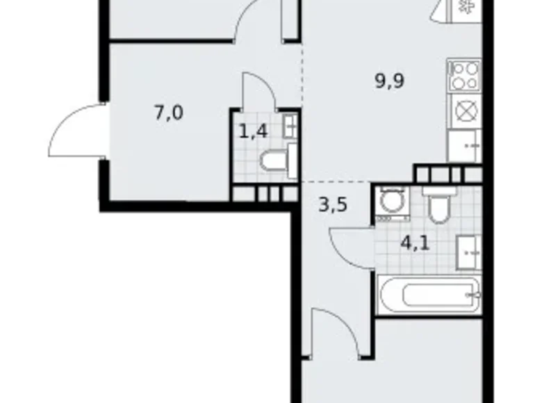 3 room apartment 60 m² Vnukovo, Russia