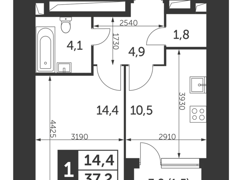 Appartement 1 chambre 37 m² Konkovo District, Fédération de Russie