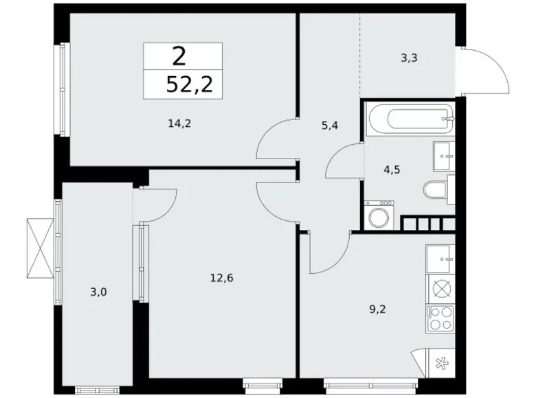 Apartamento 2 habitaciones 52 m² poselenie Sosenskoe, Rusia