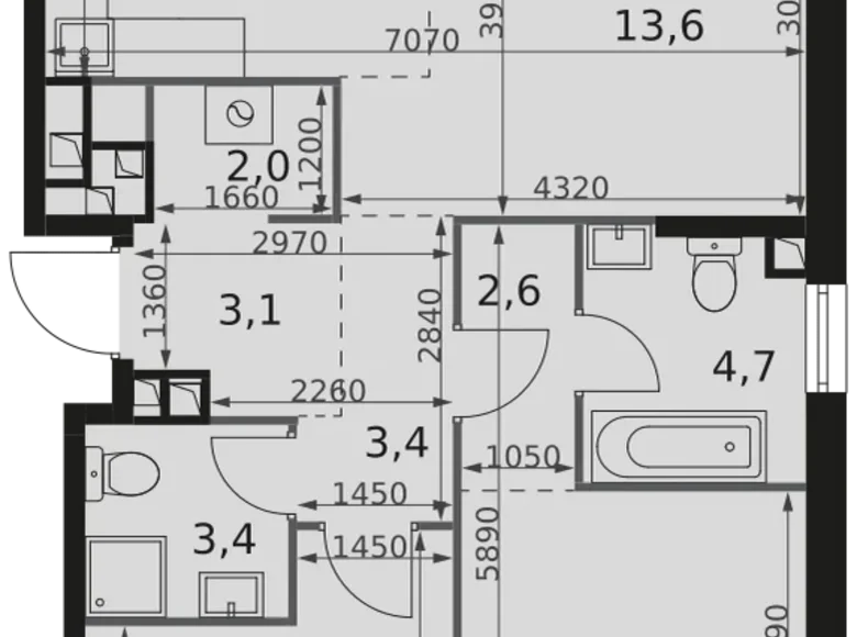 Apartamento 3 habitaciones 69 m² Moscú, Rusia