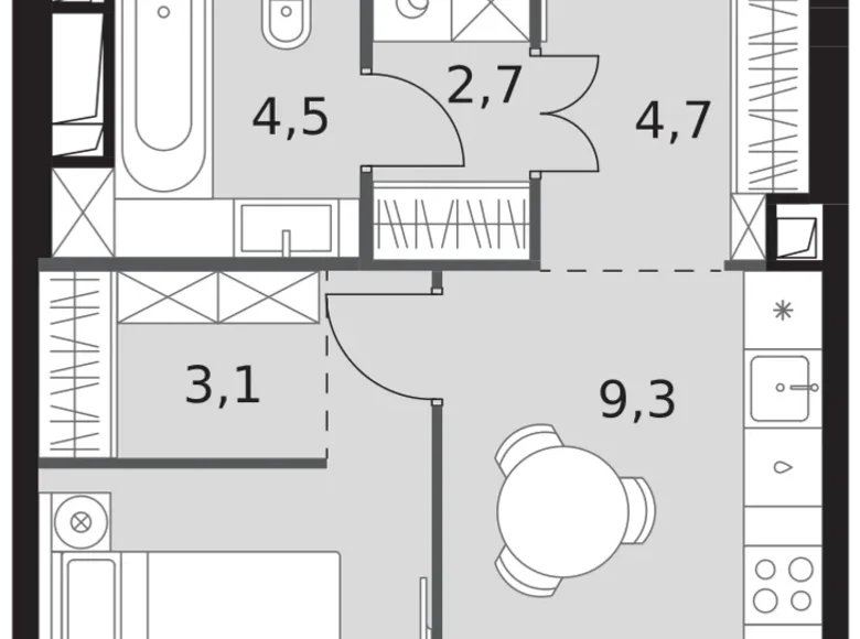 Apartamento 1 habitación 37 m² North-Western Administrative Okrug, Rusia