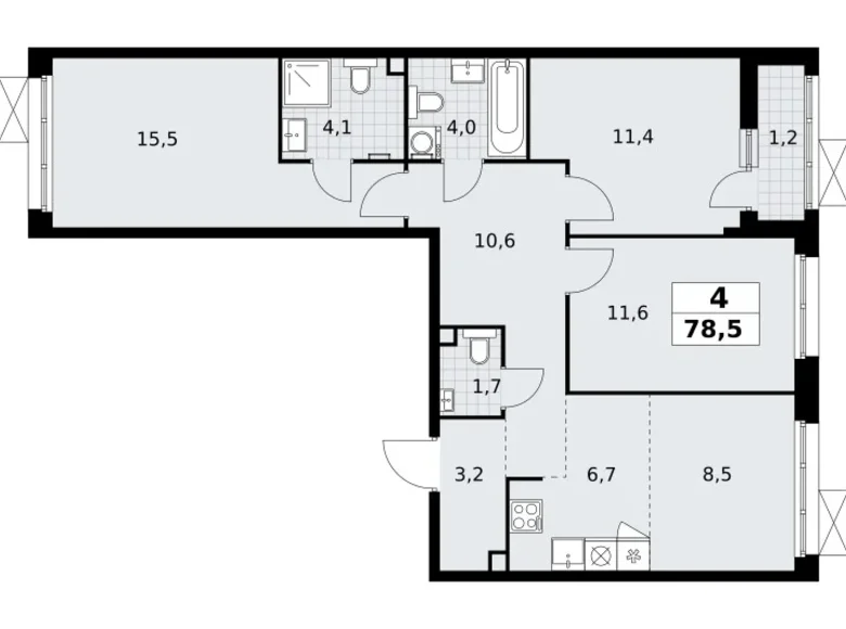 Mieszkanie 4 pokoi 79 m² Postnikovo, Rosja