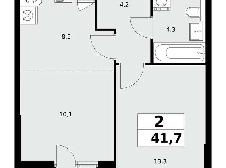 Apartamento 2 habitaciones 42 m² poselenie Sosenskoe, Rusia