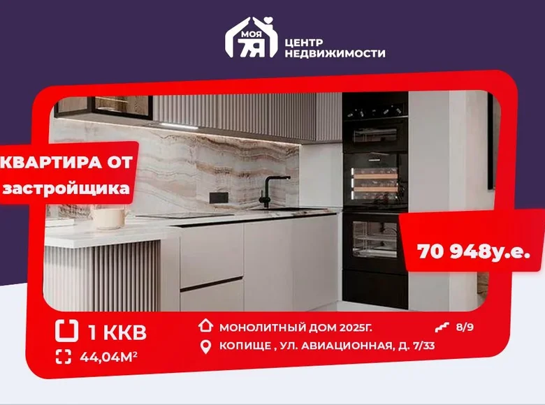 1 room apartment 44 m² Kopisca, Belarus