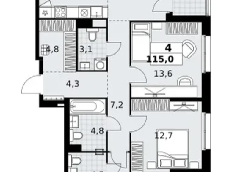 Wohnung 4 zimmer 115 m² Kommunarka, Russland