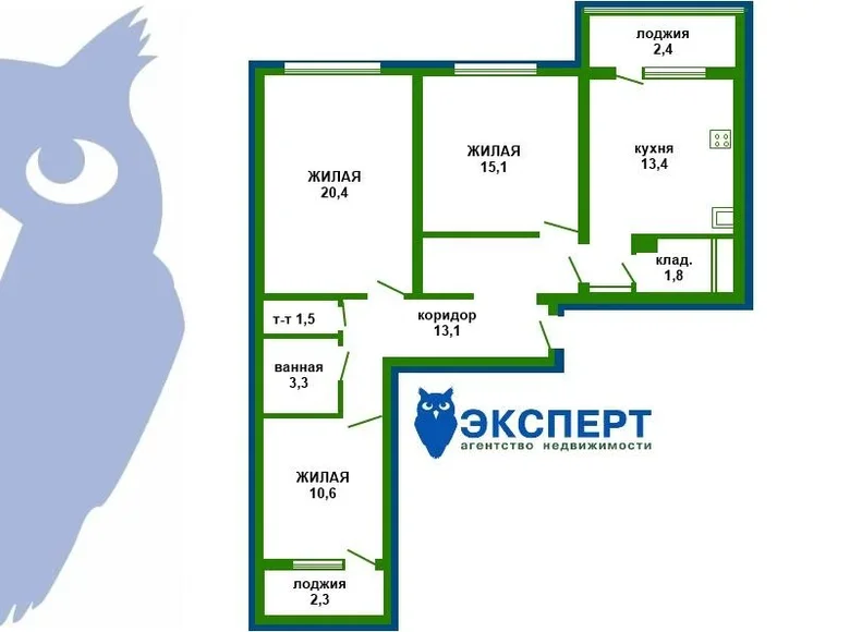 Appartement 3 chambres 84 m² Baraulanski selski Savet, Bélarus