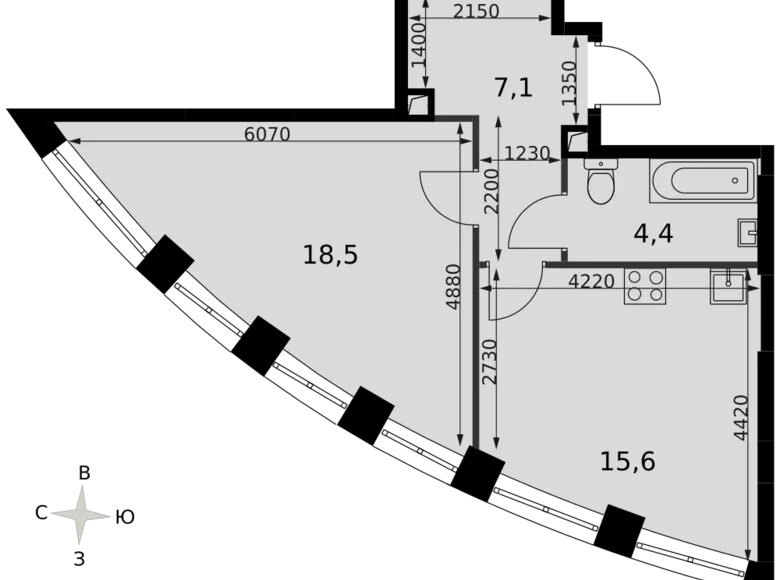 Квартира 1 комната 45 м² Северо-Западный административный округ, Россия